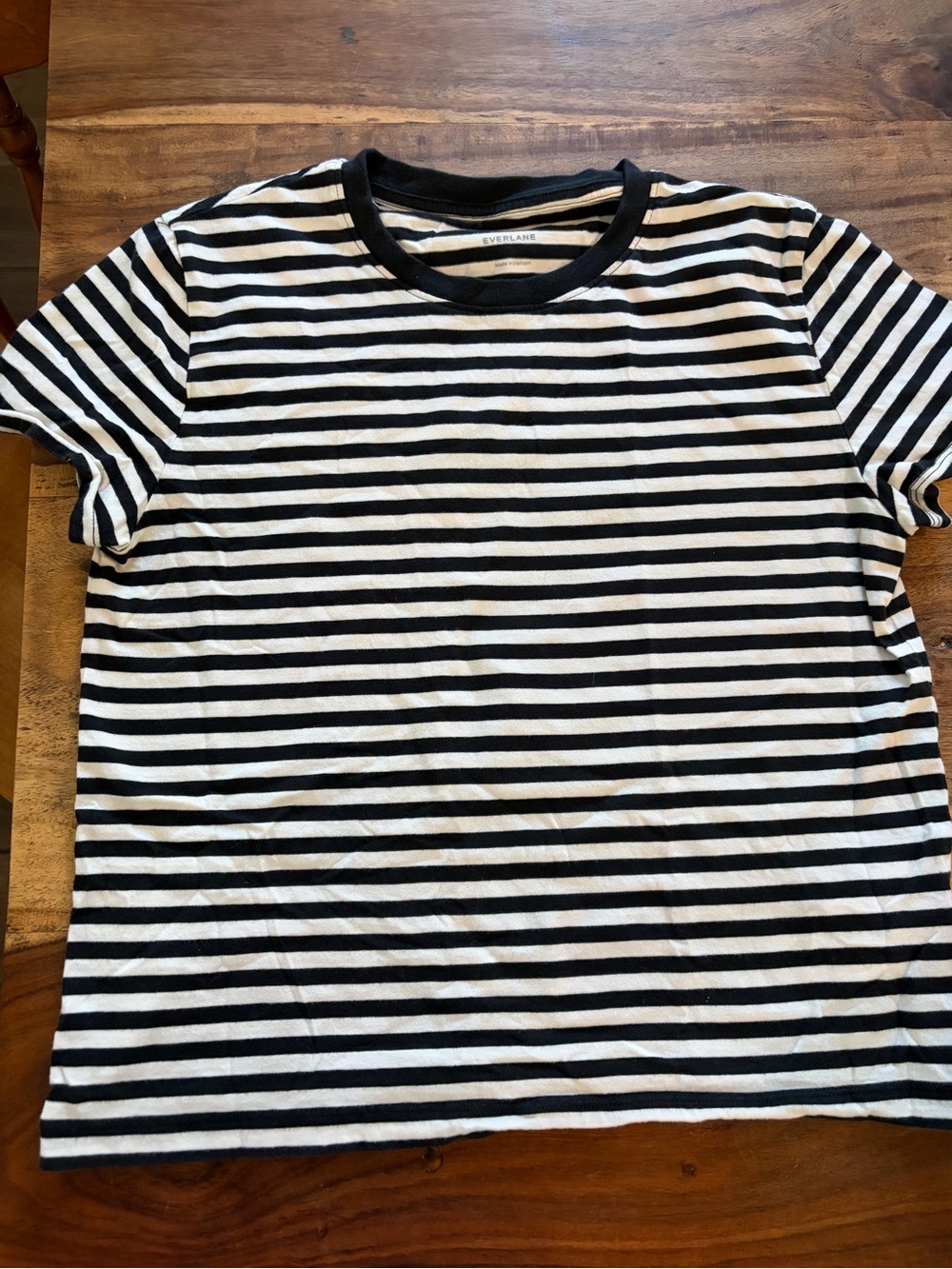 Everlane Women’s Black & White Striped Crew Neck T‑Shirt